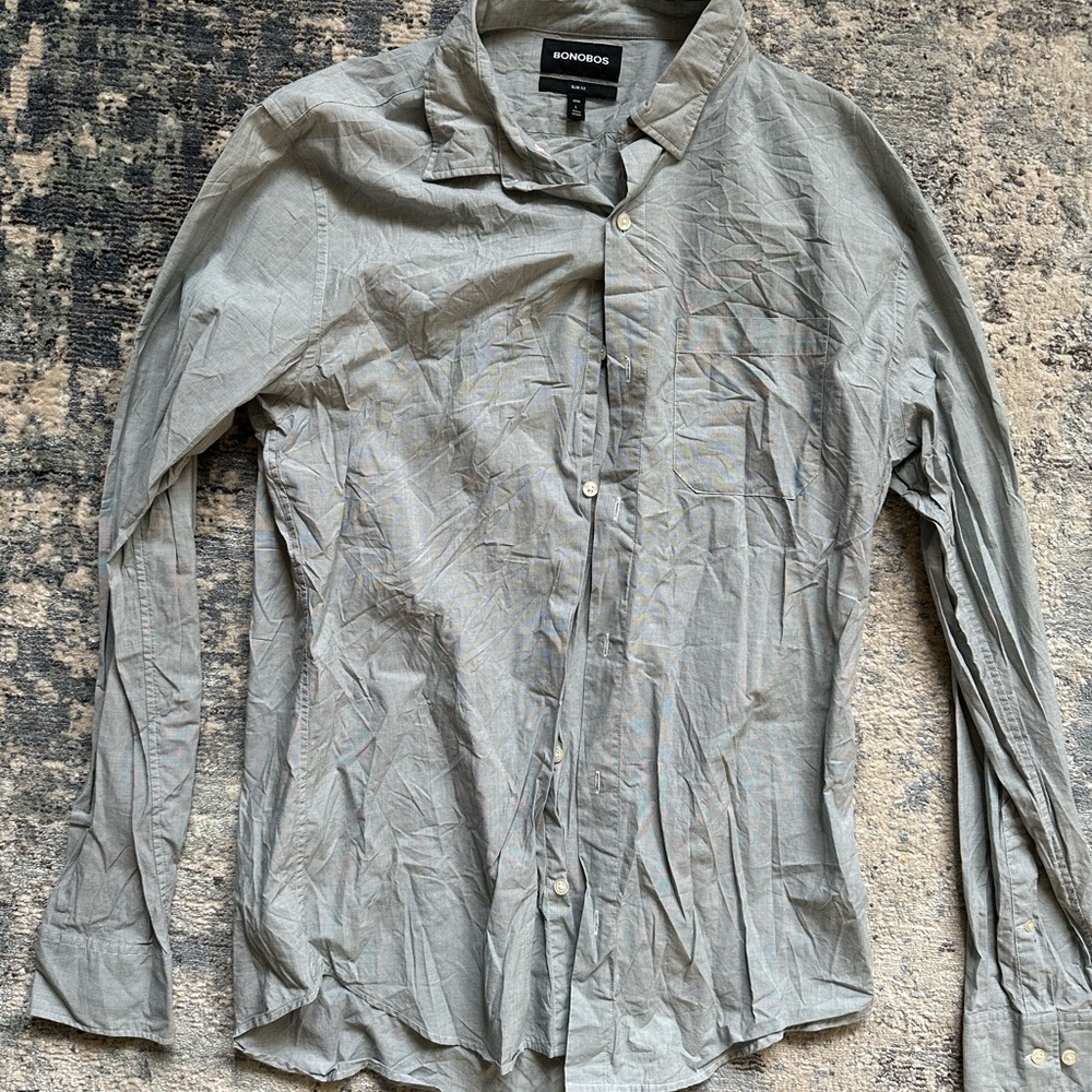 Bonobos Gray-Green Long Sleeve Button Down Shirt